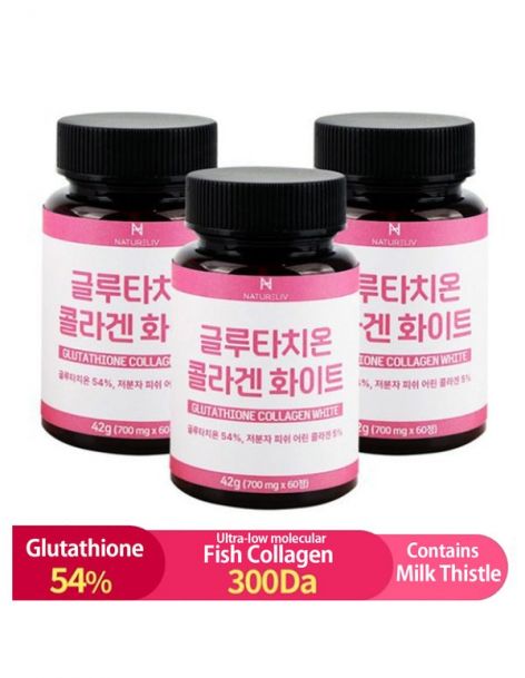 [2+1] 글루타치온 콜라겐 화이트 High content glutathione collagen white 700mg 60 tablets with milk thistle 3 Boxes