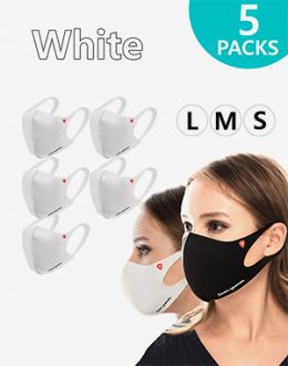 (한국산) 기능성 패션 흰색 마스크 5개묶음 (개별포장) Performance Fashion Mask White, Non Returnable 무료배송